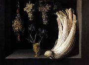 Felipe Ramirez Still Life with Cardoon, Francolin, Grapes and Irises oil